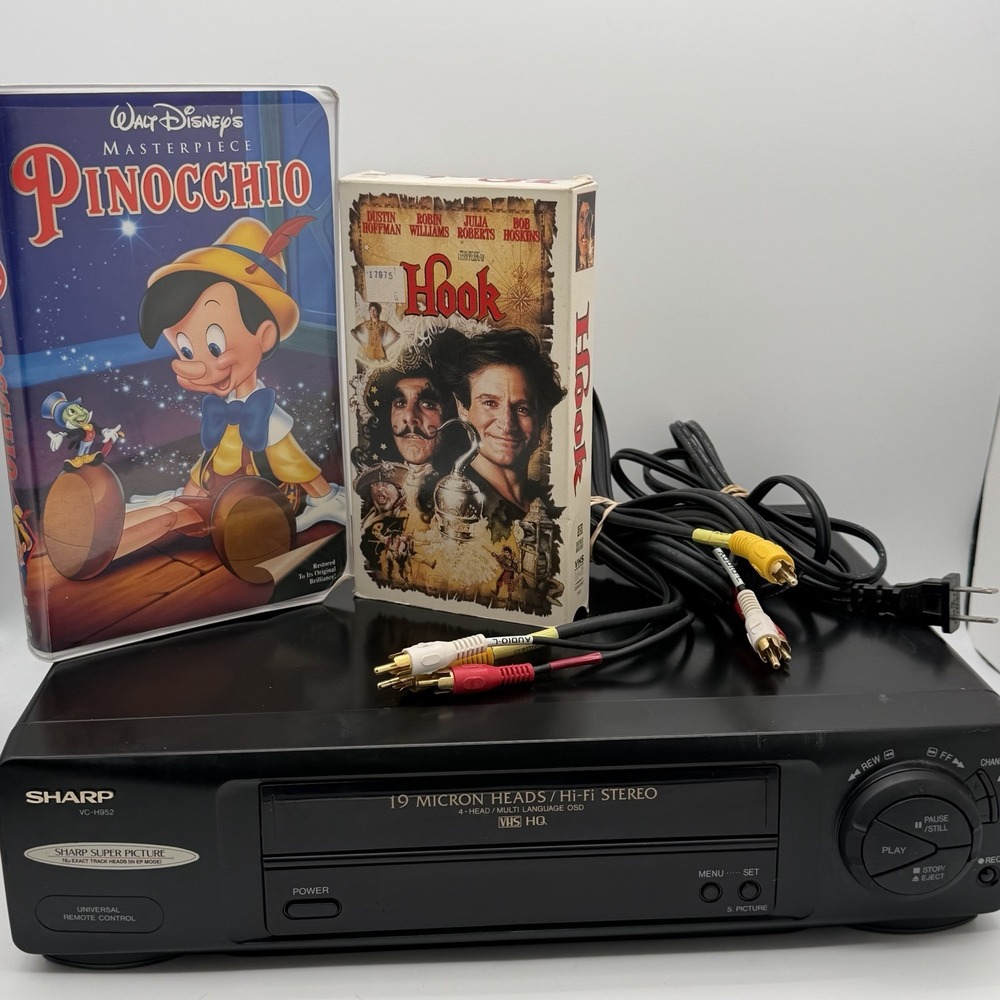 Sharp VC-H952U VCR VHS Player Hi-Fi Stereo Tested Working w Pinocchio Hook